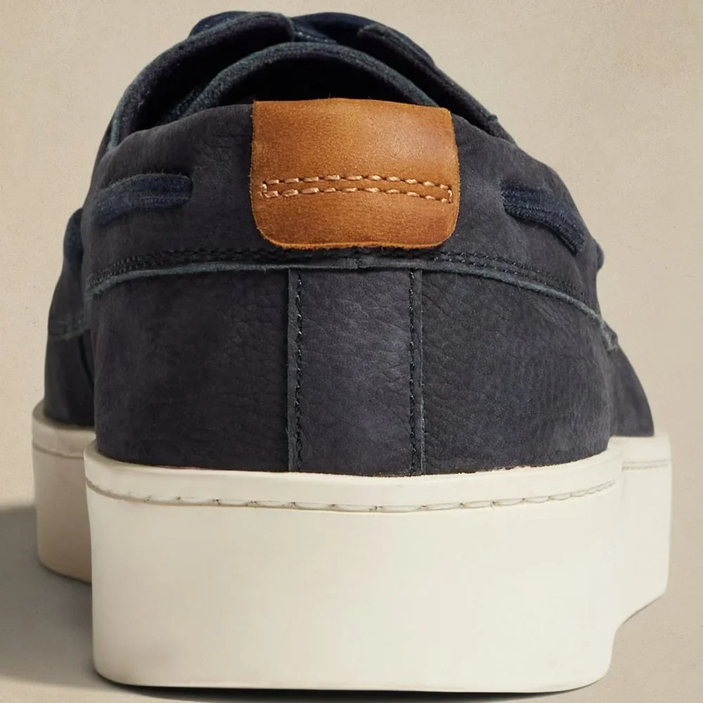 Banana Republic Morton Navy Nubuck Leather Boat Shoe